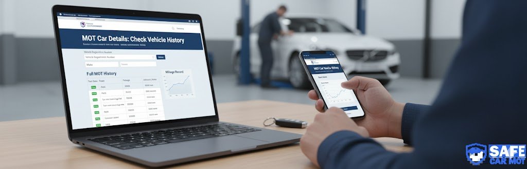 Infographic showing MOT car details including a pass